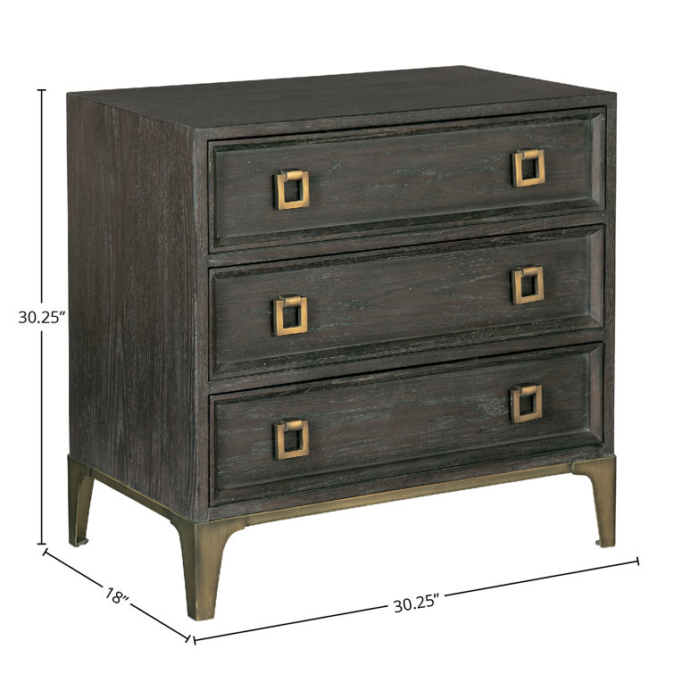 Edgewater Brown Transitional 3-Drawer Nightstand