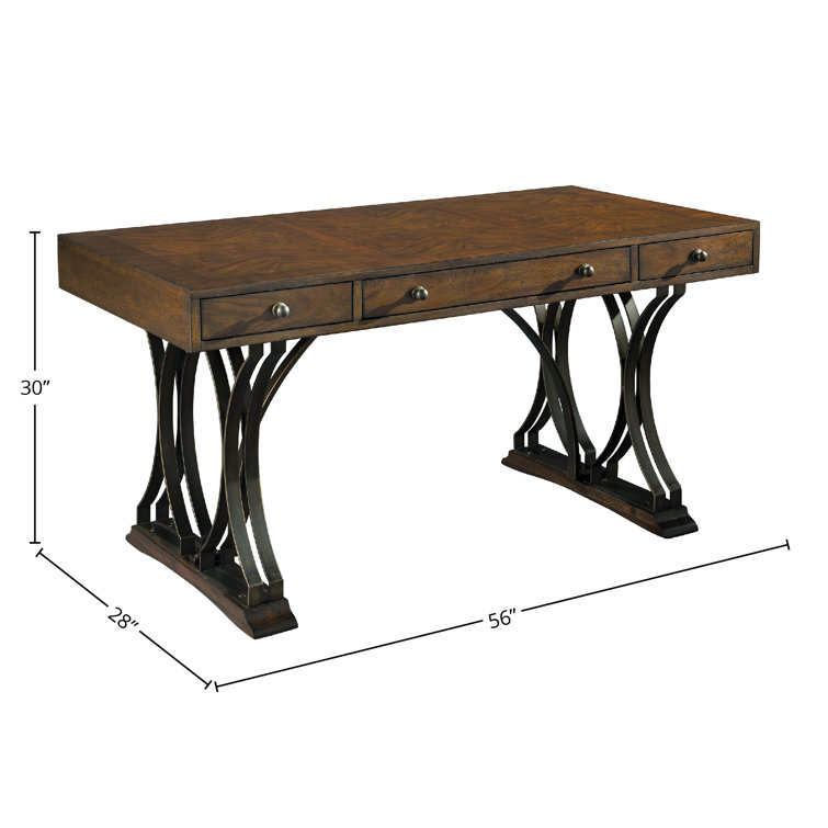 Transitional 56" Brown Acacia Home Office Desk with Drawers