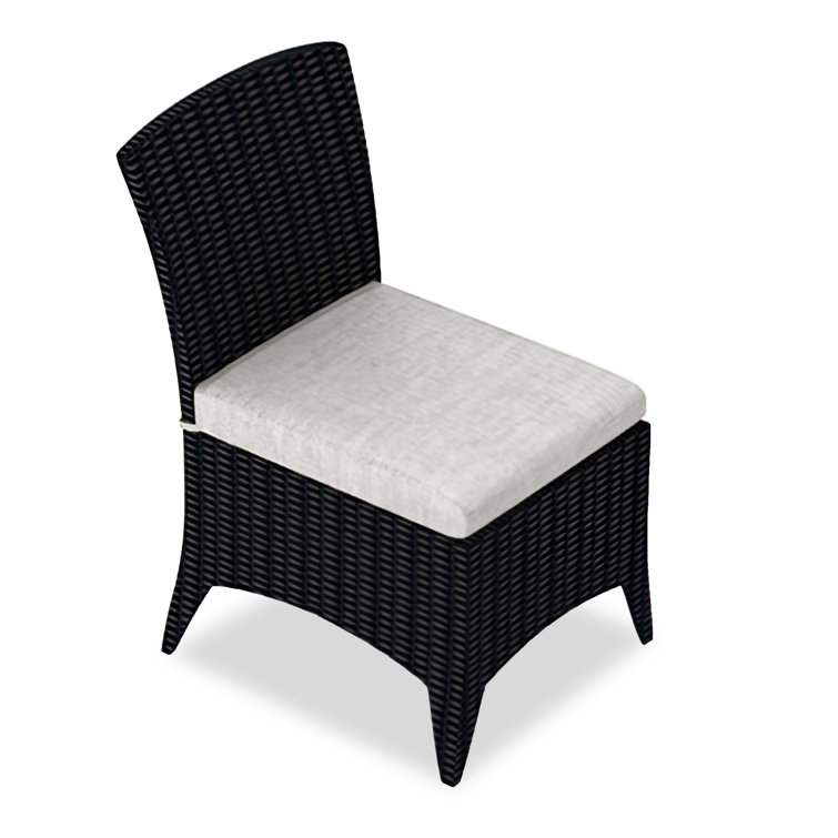 Coffee Bean Wicker Patio Dining Chair with Spectrum Peacock Cushion