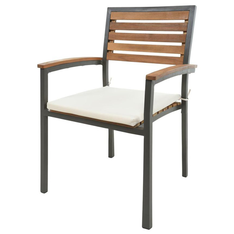 Boca Grande Teak and Aluminum Outdoor Dining Chair with Cushion