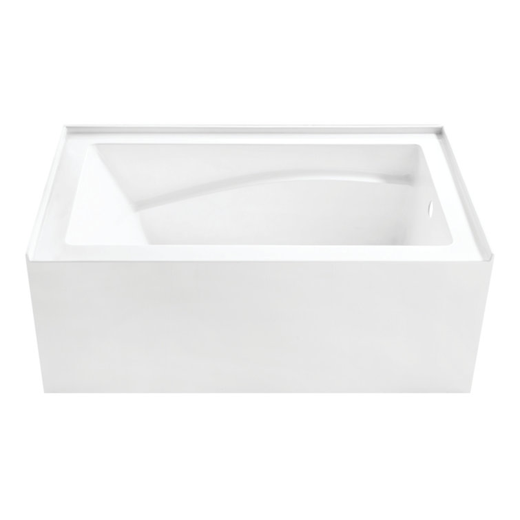 Glossy White Acrylic 54-Inch Anti-Skid Alcove Tub with Right Hand Drain