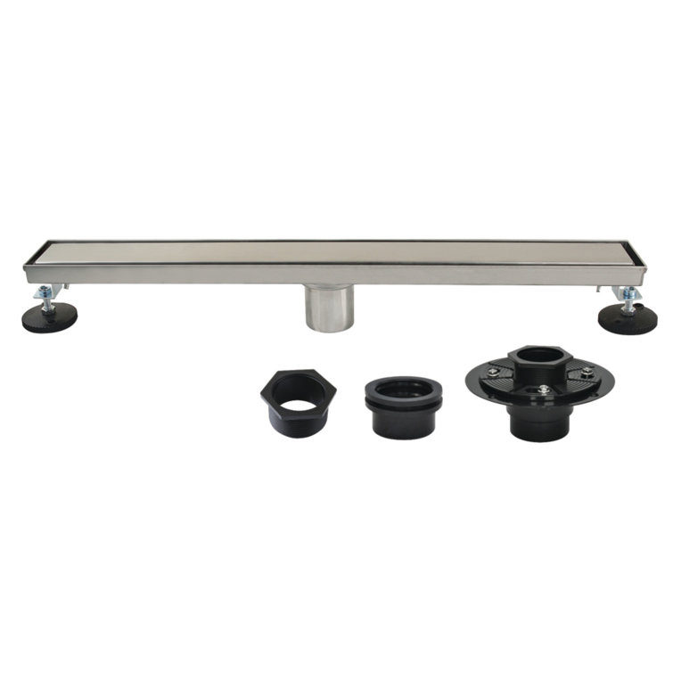 24-Inch Brushed Nickel Stainless Steel Linear Shower Drain with Flange