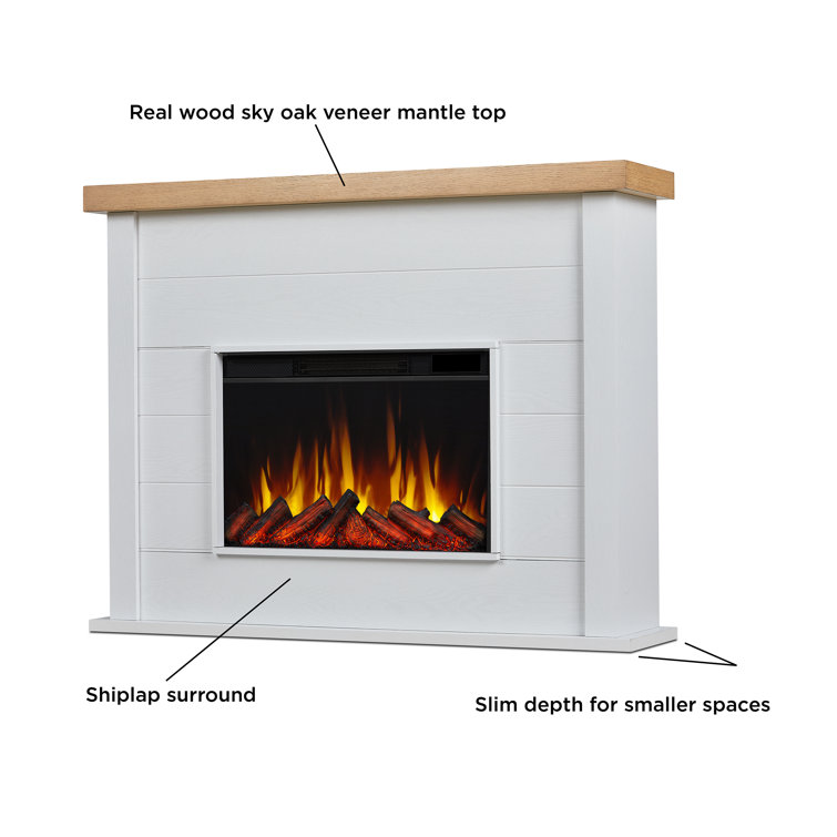 Marshall 49" White Veneered MDF Electric Fireplace with Mantel