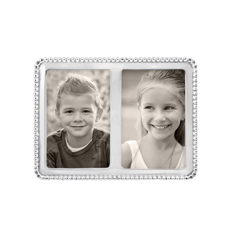 Silver Beaded Double 4x6 Handmade Aluminum Frame