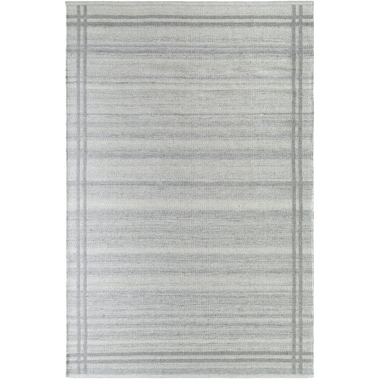 Gray Striped Handmade Wool Area Rug 5' x 7'