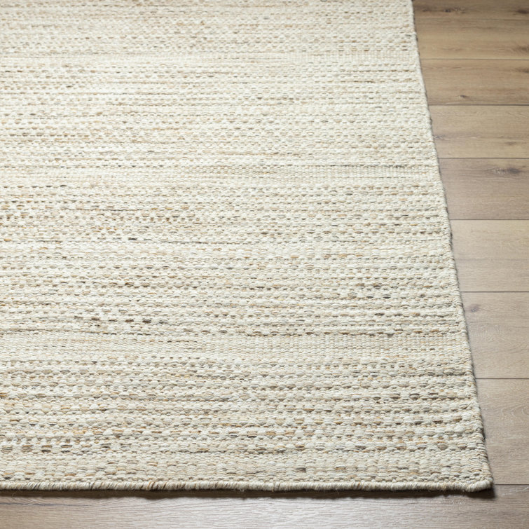 Handwoven Beige Wool Rectangular Area Rug 5' x 7'6"