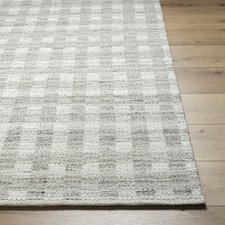 Handwoven Gray Wool Rectangular Area Rug 2' x 3'