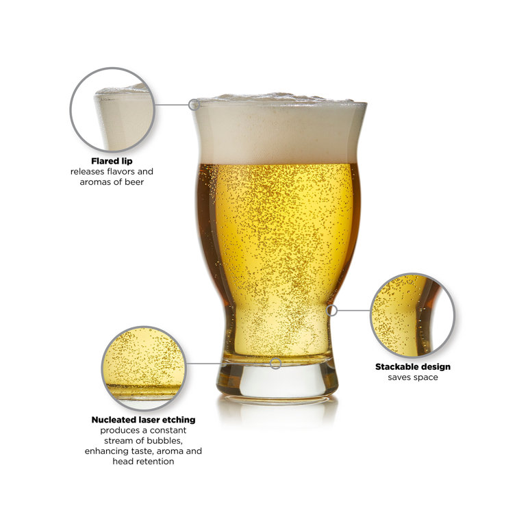 Libbey 16.75 oz Clear Nucleated Pint Beer Glasses Set