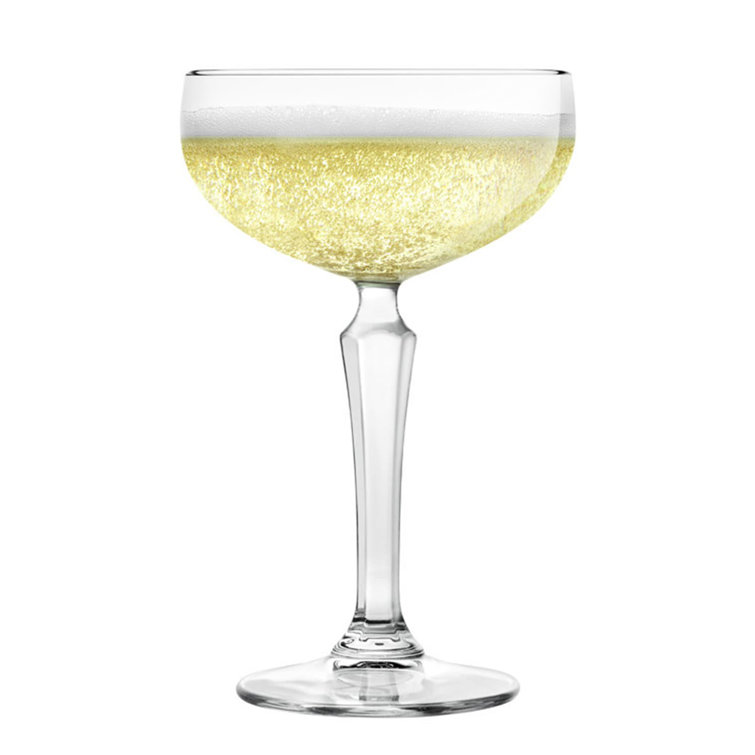 Vintage Diamond-Cut Coupe Cocktail Glass Set, Clear Glass, 8.6 oz, Set of 4
