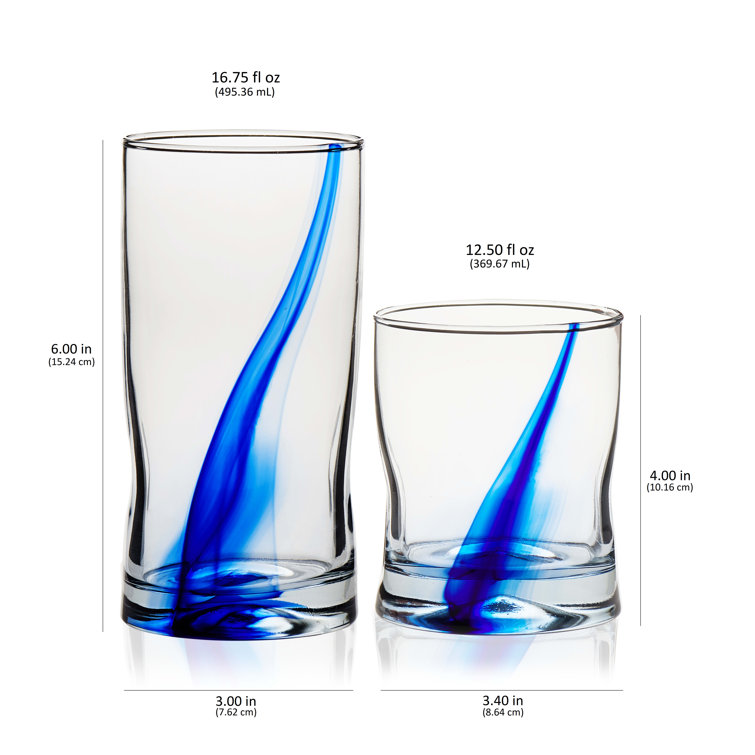 Libbey Blue Ribbon 16-Piece Glass Tumbler and Rocks Set