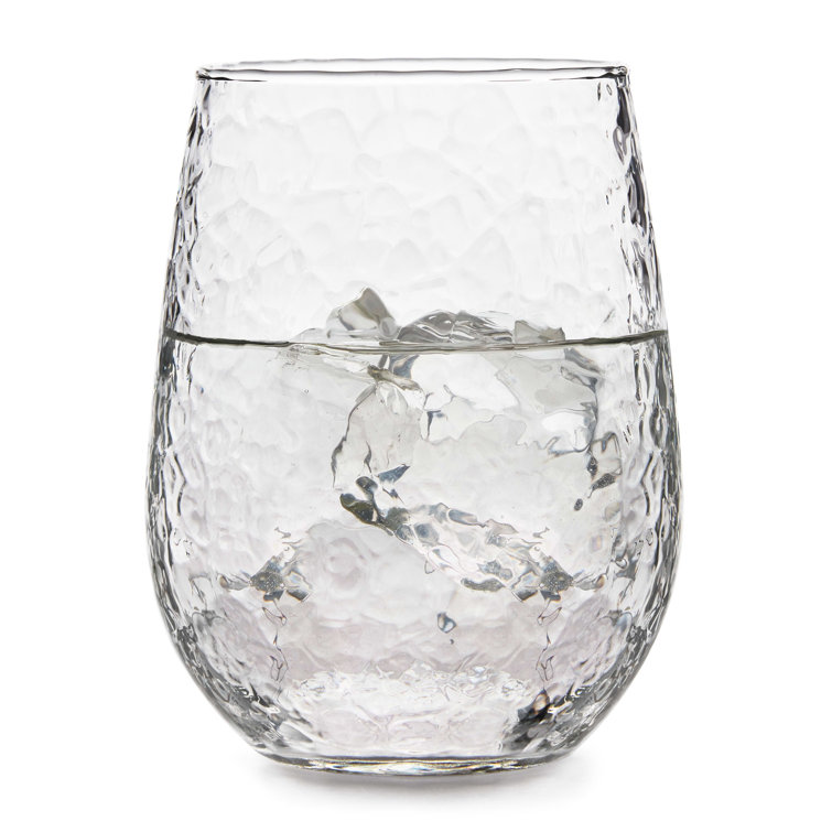 Libbey Hammered Clear Stemless All-Purpose Wine Glasses, Set of 8
