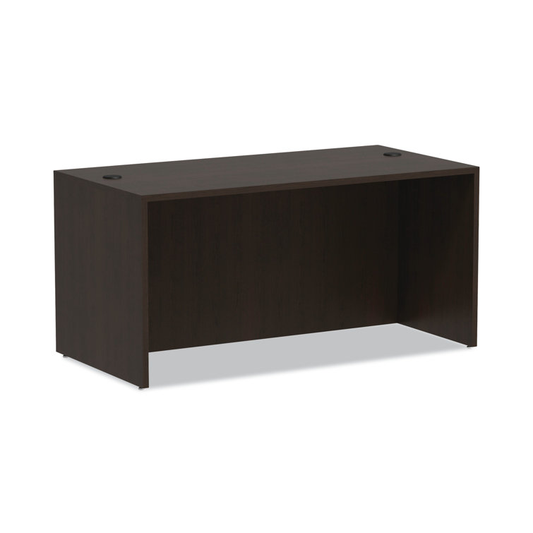 Espresso Wood Desk Shell with Filing Cabinet