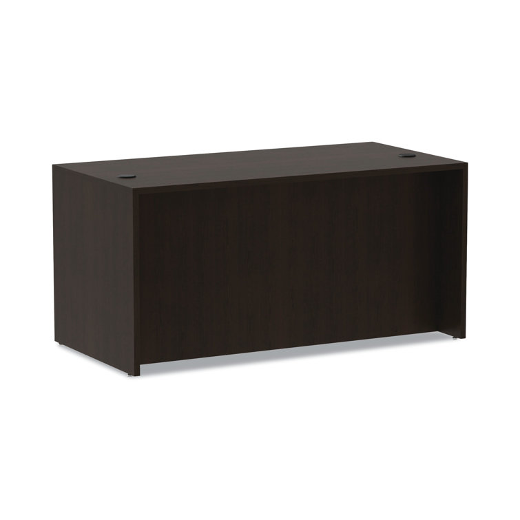 Espresso Wood Desk Shell with Filing Cabinet