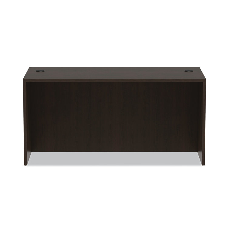 Espresso Wood Desk Shell with Filing Cabinet