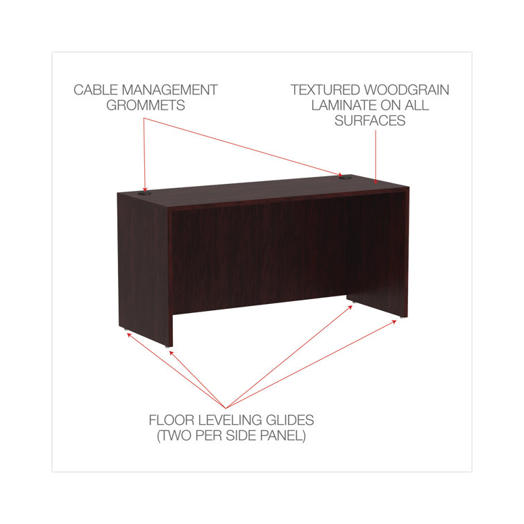 Mahogany Office Credenza with Drawer and Filing Cabinet