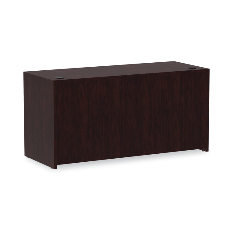Mahogany Office Credenza with Drawer and Filing Cabinet