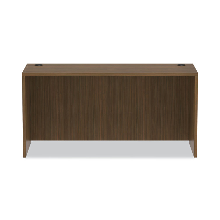 Espresso Walnut Wood Desk with Integrated Filing Cabinet