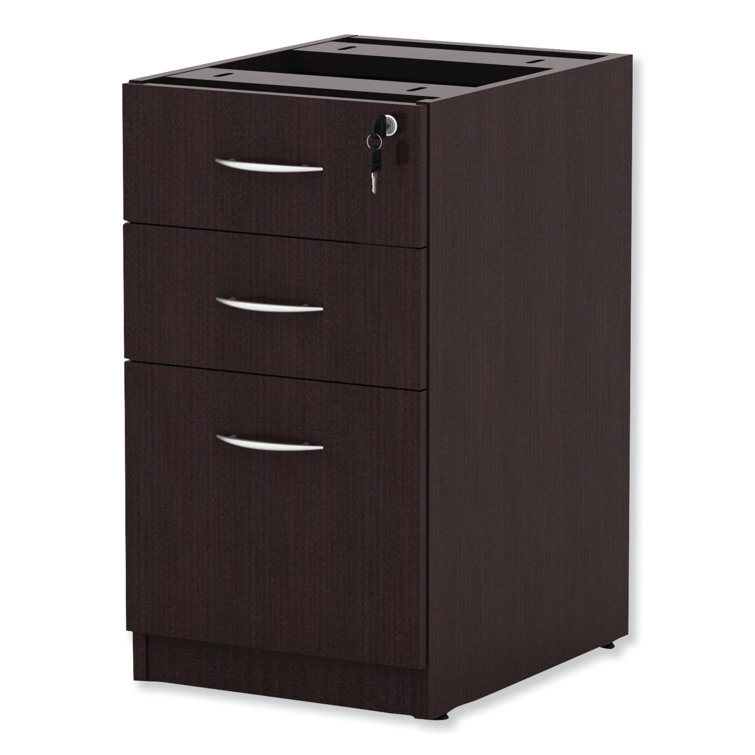 Espresso 15.63'' Wide Lockable 3-Drawer Legal File Pedestal