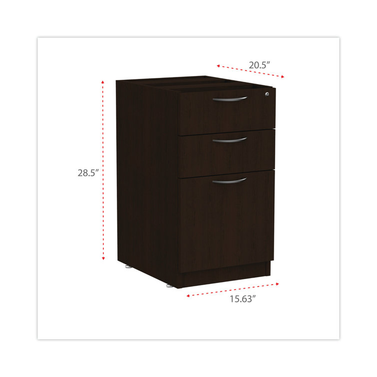 Espresso 15.63'' Wide Lockable 3-Drawer Legal File Pedestal