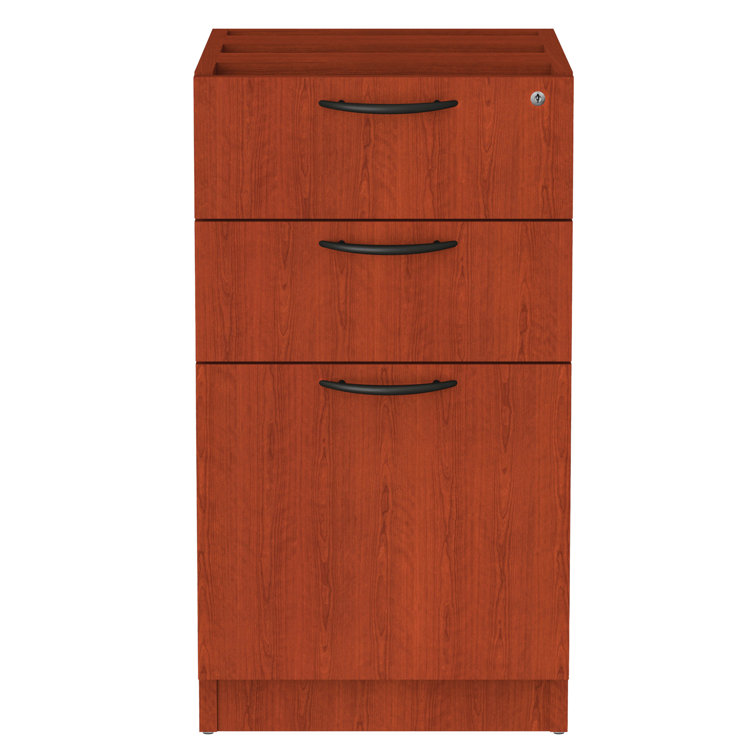 Medium Cherry 3-Drawer Lockable Legal Size Pedestal File Cabinet