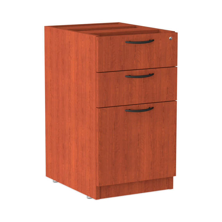 Medium Cherry 3-Drawer Lockable Legal Size Pedestal File Cabinet