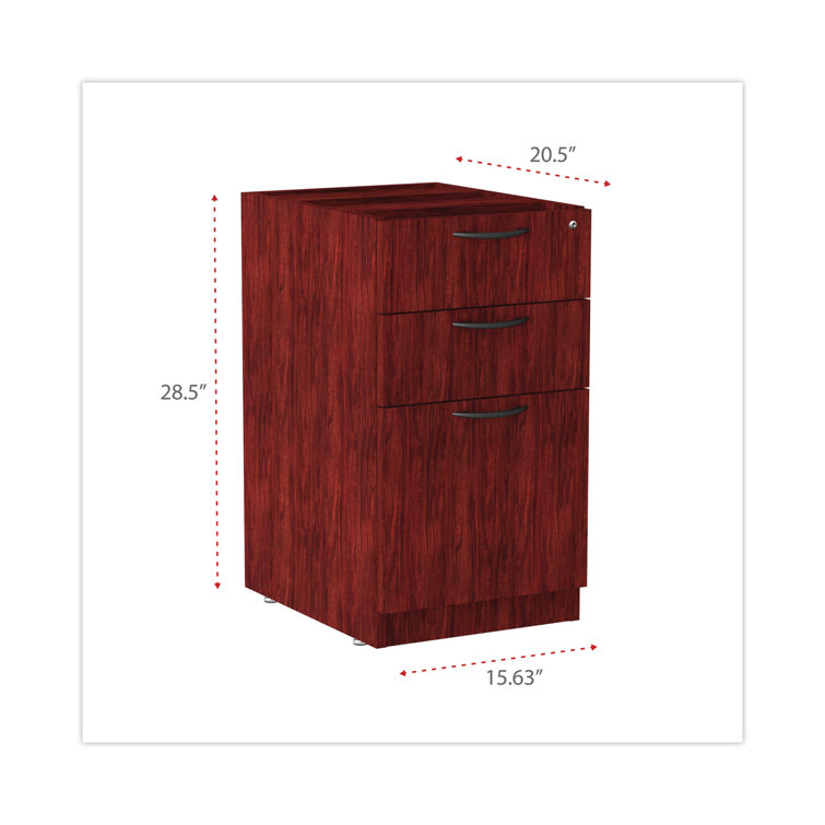 Mahogany 3-Drawer Lockable Vertical File Cabinet