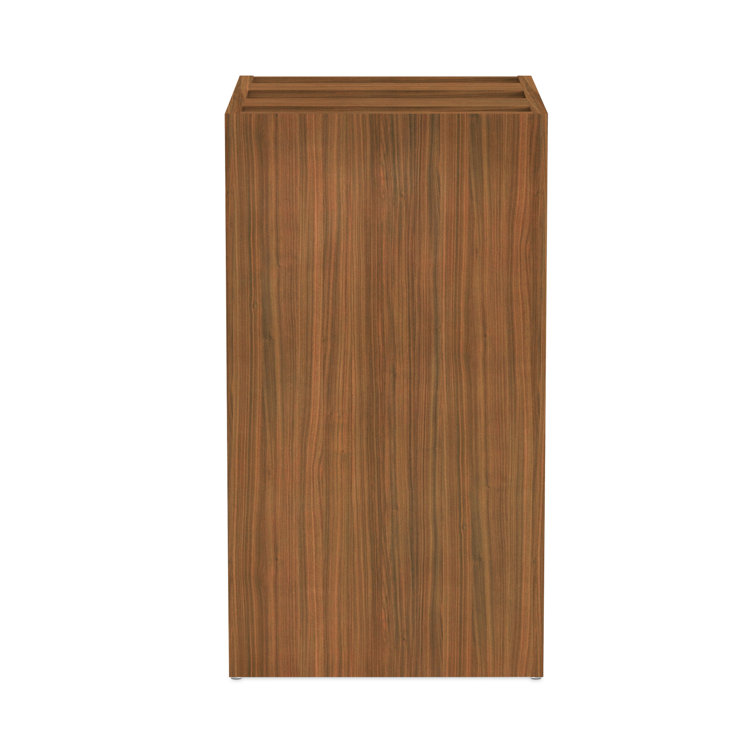 Modern Walnut Lockable 3-Drawer Legal Size Pedestal File Cabinet