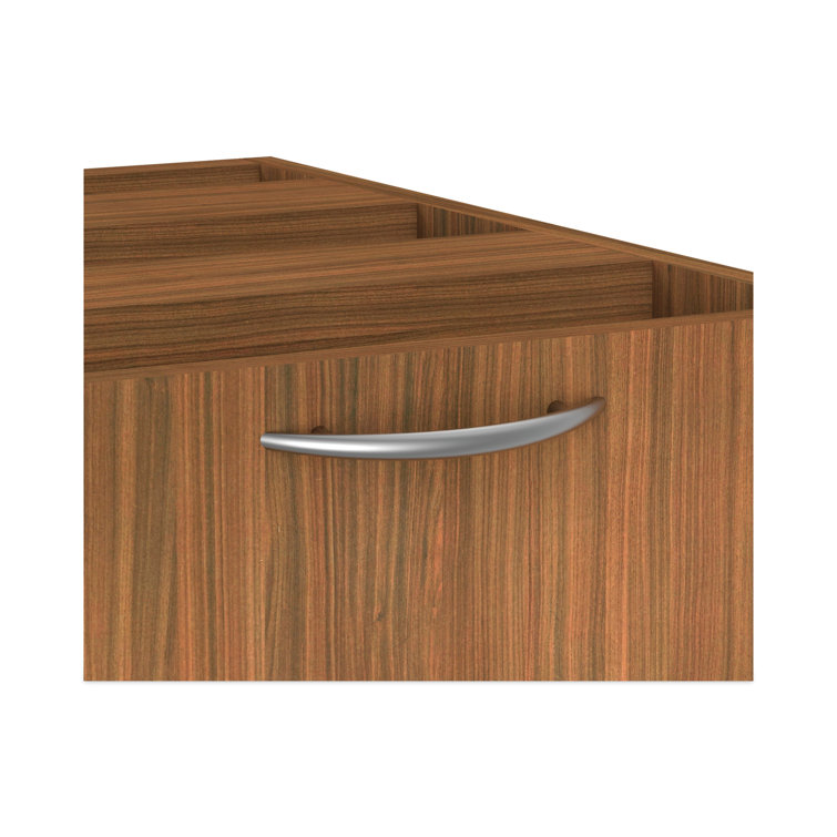 Modern Walnut Lockable 3-Drawer Legal Size Pedestal File Cabinet