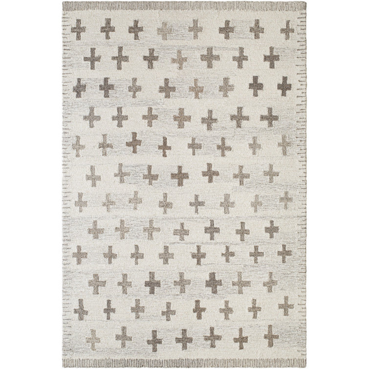 Handmade Gray and Ivory Wool Tufted 8' x 10' Rug