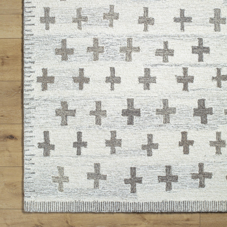 Handmade Gray and Ivory Wool Tufted 8' x 10' Rug