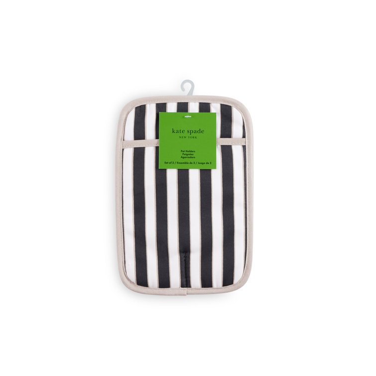 Black and Beige Silicone Striped Pot Holder Set
