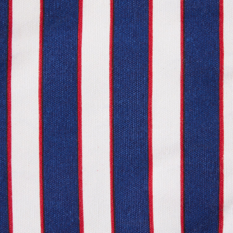 Navy Blue and Red Striped Cotton Oven Mitt Set