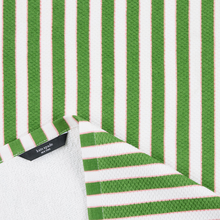 Green and Pink Striped Cotton Kitchen Towel Set of Four