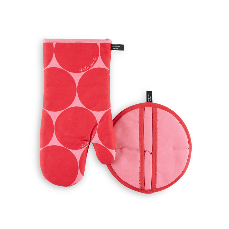 Red and Rose Pink Silicone Oven Mitt and Pot Holder Set