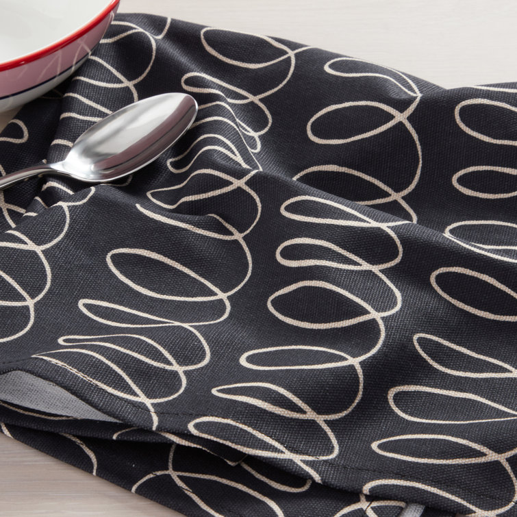 Onyx Black and Beige Cotton Cloth Napkins Set of 4