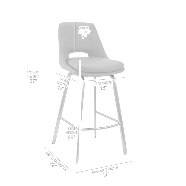 Contemporary 30" Gray Faux Leather Swivel Bar Stool with Stainless Steel Base