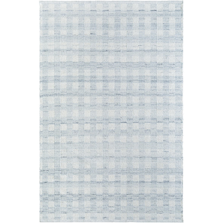Handmade Gray and Blue Wool Stripe Rectangular Area Rug 8' x 10'
