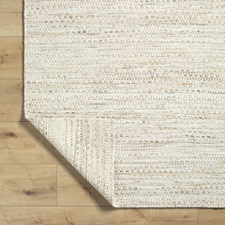 Handwoven Beige Wool Rectangular Area Rug 5' x 7'6"