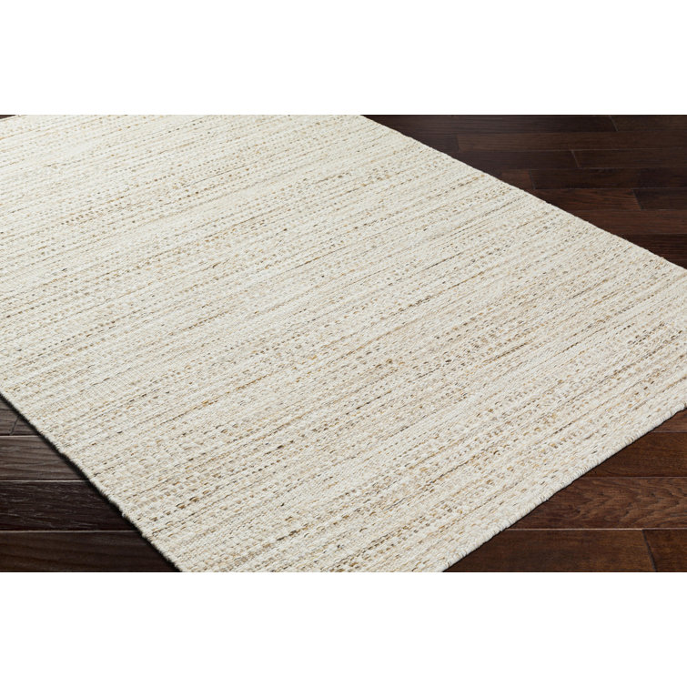 Handwoven Beige Wool Rectangular Area Rug 5' x 7'6"