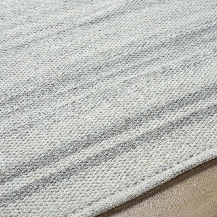 Handmade Gray Wool Stripe Rectangular 8' x 10' Area Rug