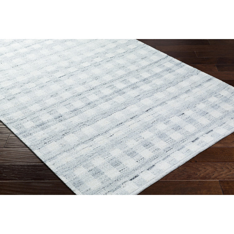 Handmade Gray and Blue Wool Stripe Rectangular Area Rug 8' x 10'