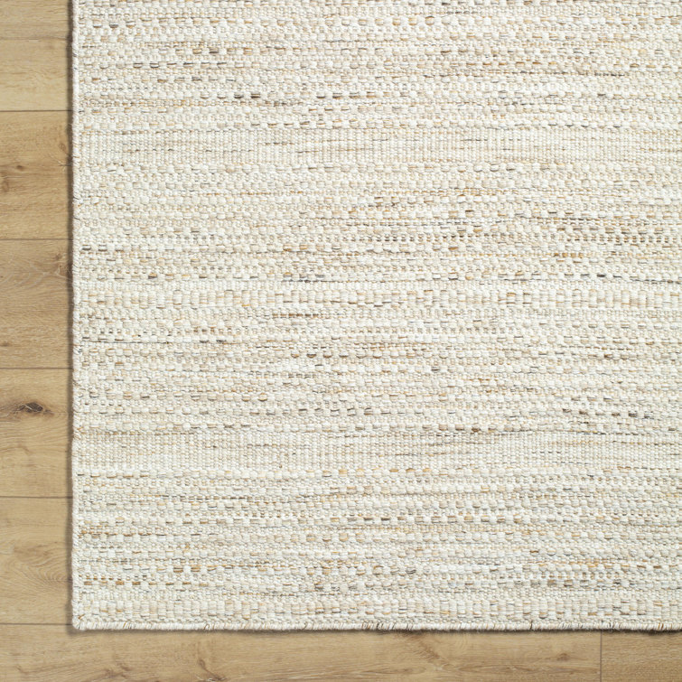 Handwoven Beige Wool Rectangular Area Rug 5' x 7'6"