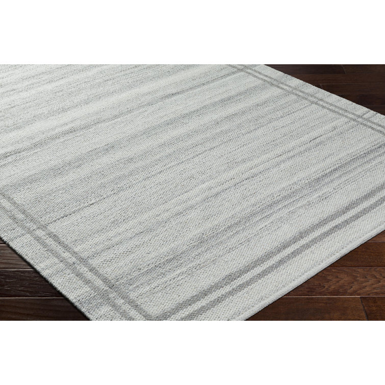 Handmade Gray Wool Stripe Rectangular 8' x 10' Area Rug