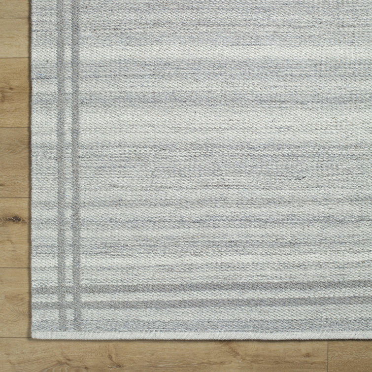 Handmade Gray Wool Stripe Rectangular 8' x 10' Area Rug