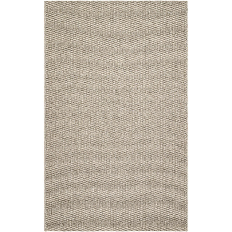 Beige and Gray Rectangular Washable Synthetic Rug