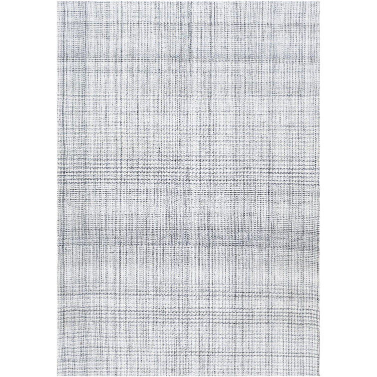 Sammy Slate Plaid Hand-Woven Black and Gray Wool Rug