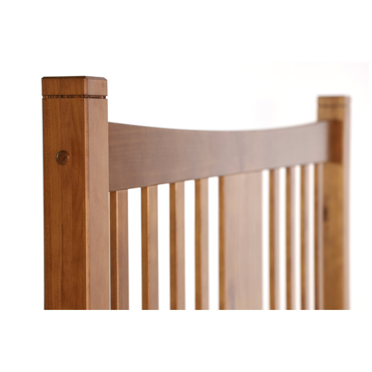 Walnut Pine Queen Bed with Slats and Headboard