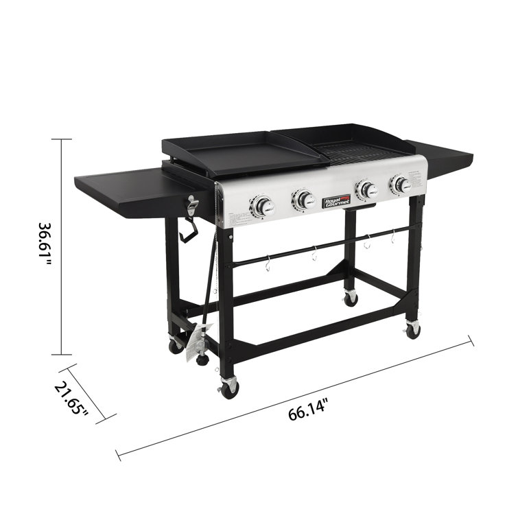 Royal Gourmet 66" Stainless Steel Propane Gas Grill with Side Burner