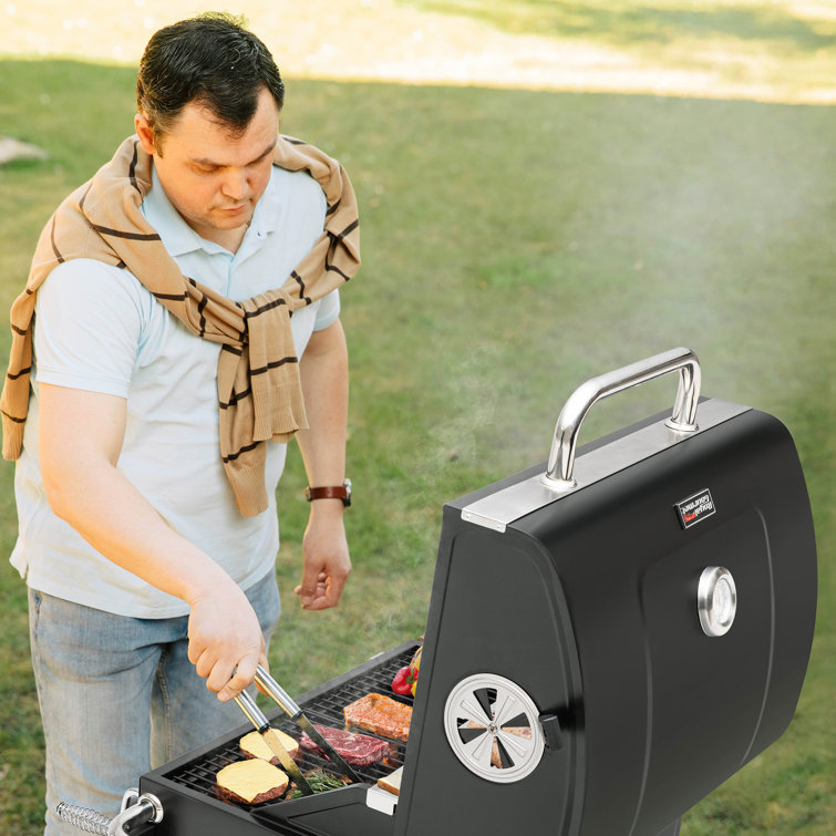 Royal Gourmet 24-Inch Black Stainless Steel Charcoal Grill with Smoker