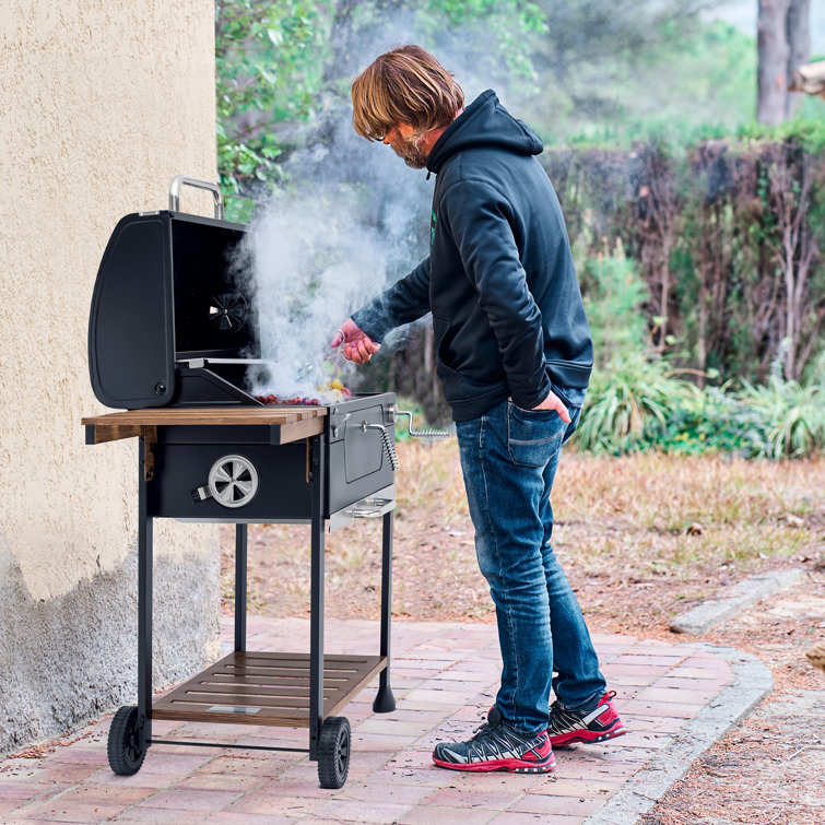 Royal Gourmet 24-Inch Black Stainless Steel Charcoal Grill with Smoker